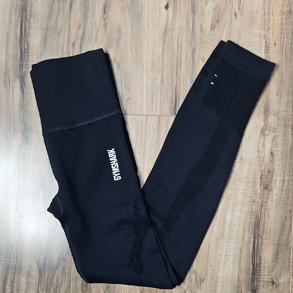 Gymshark Midnight Black Performance Running Mesh Leggings XXS/XS/Small